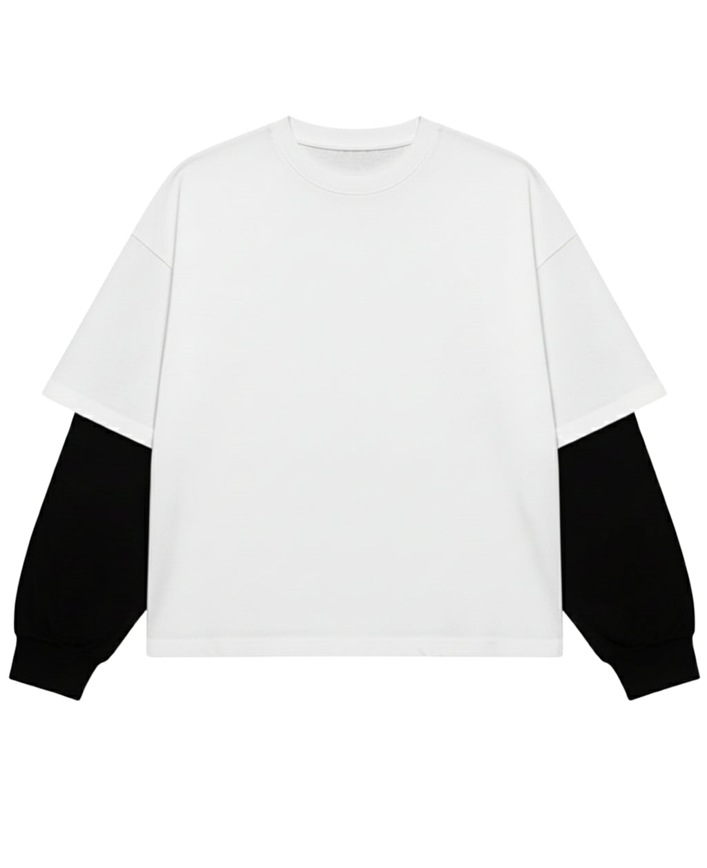 White With Black Sleeve Oversized Tee Front Design