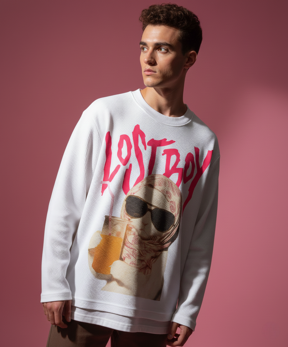 LostBoy : Waflenit Oversized Full-sleeve T-shirt