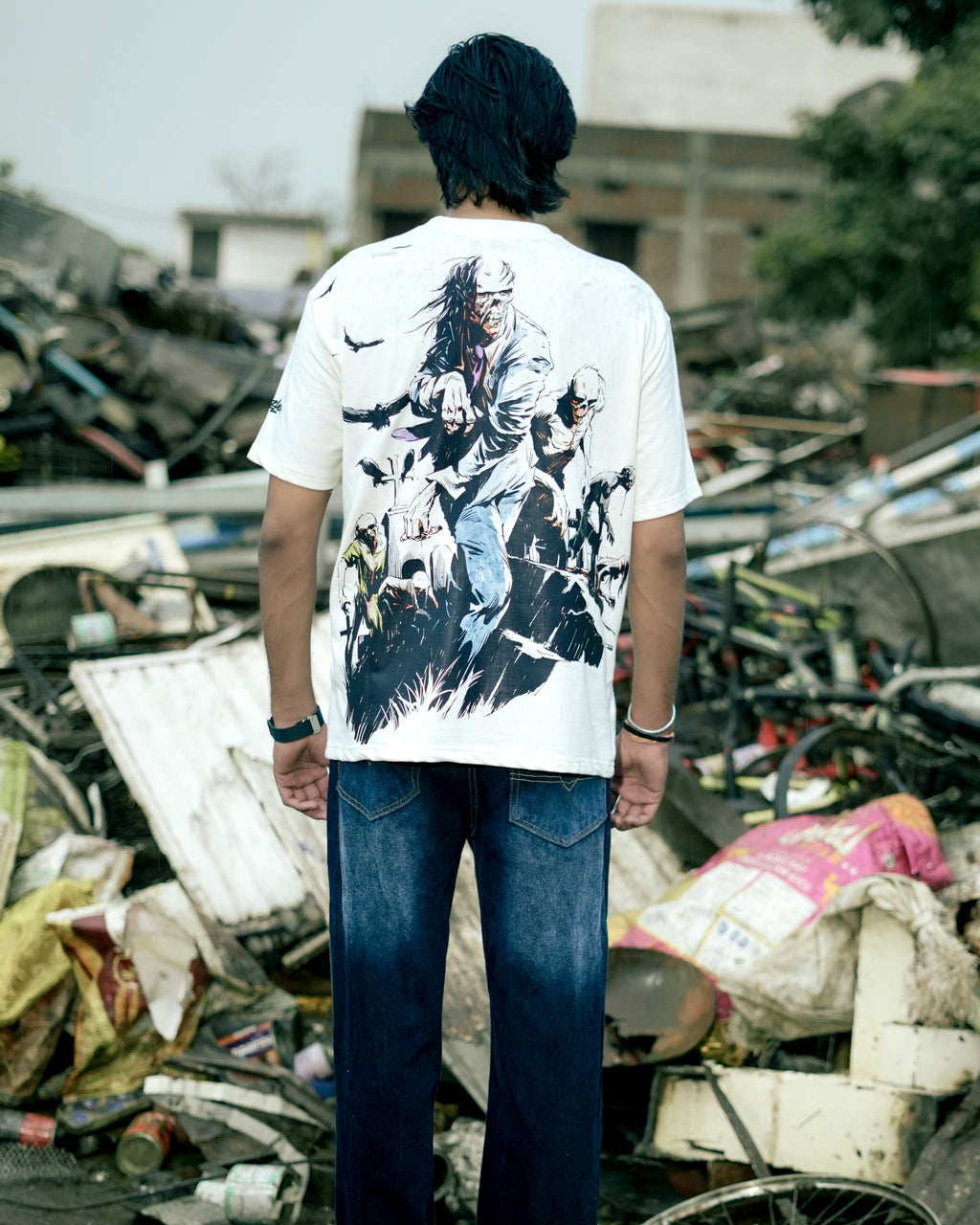 Rise From Graves : Oversized Off White Tee