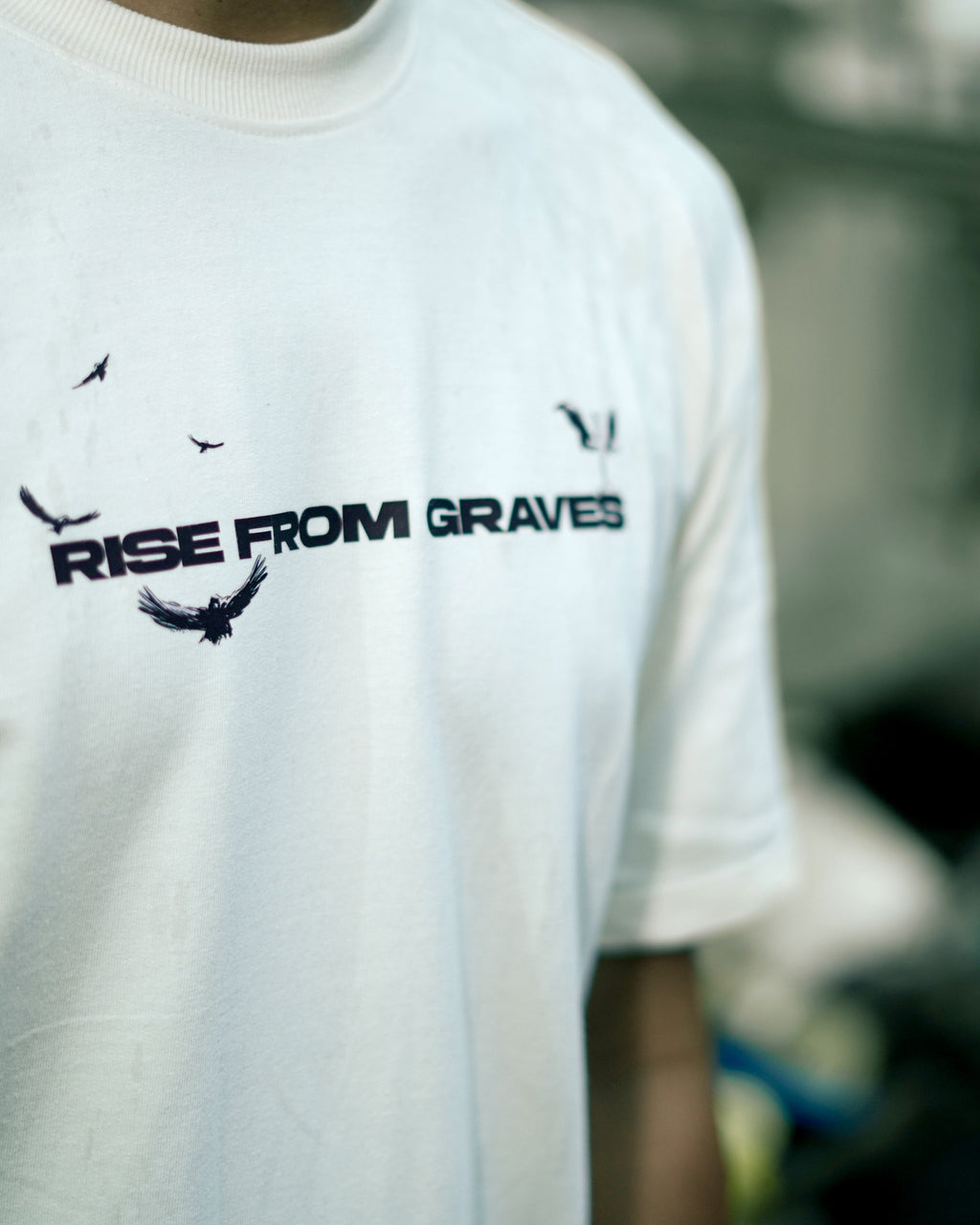 Rise From Graves : Oversized Off White Tee