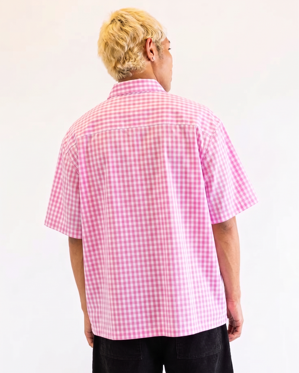 PETALGRID : Pink Gingham BoxyFit Shirt
