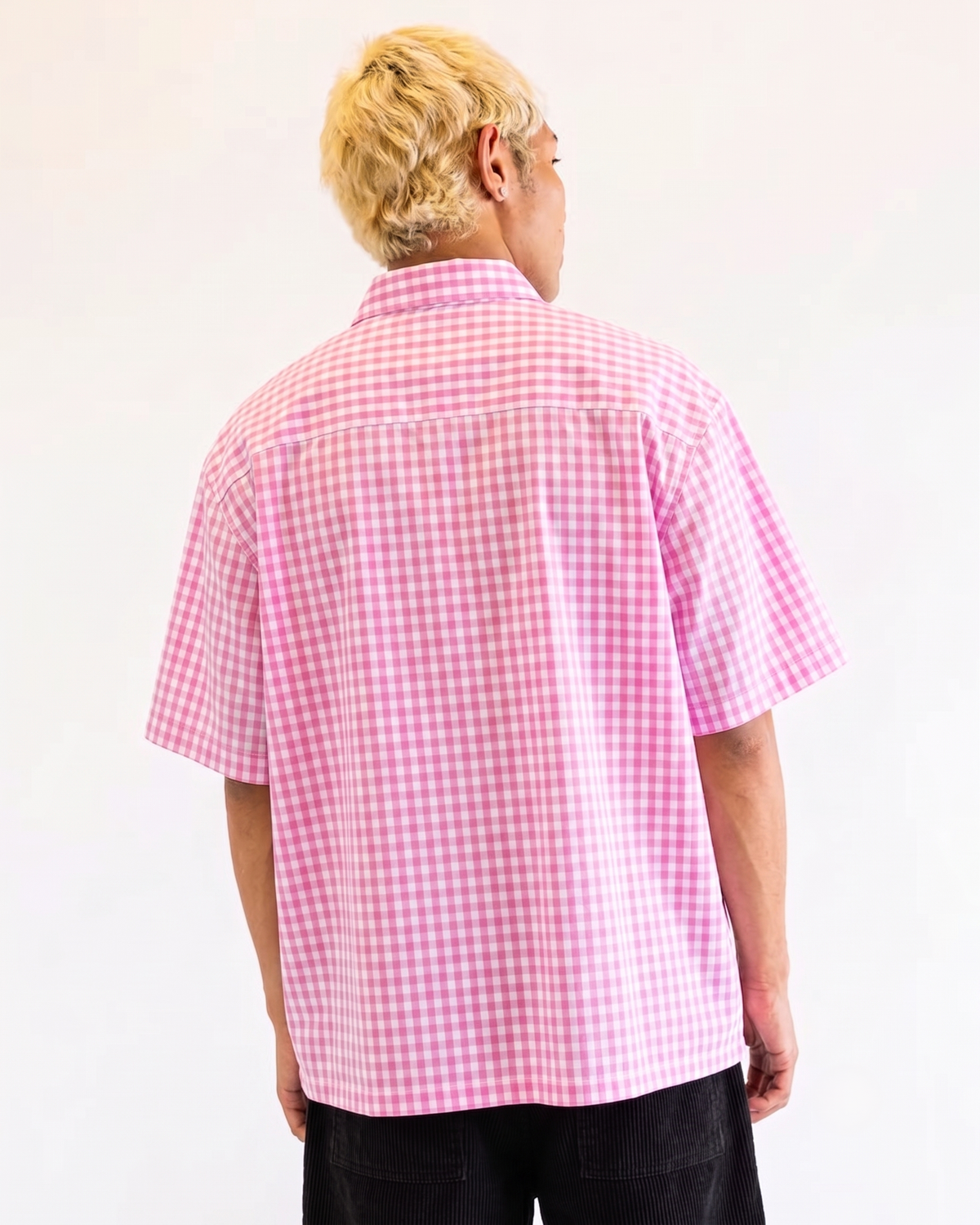 PETALGRID : Pink Gingham BoxyFit Shirt