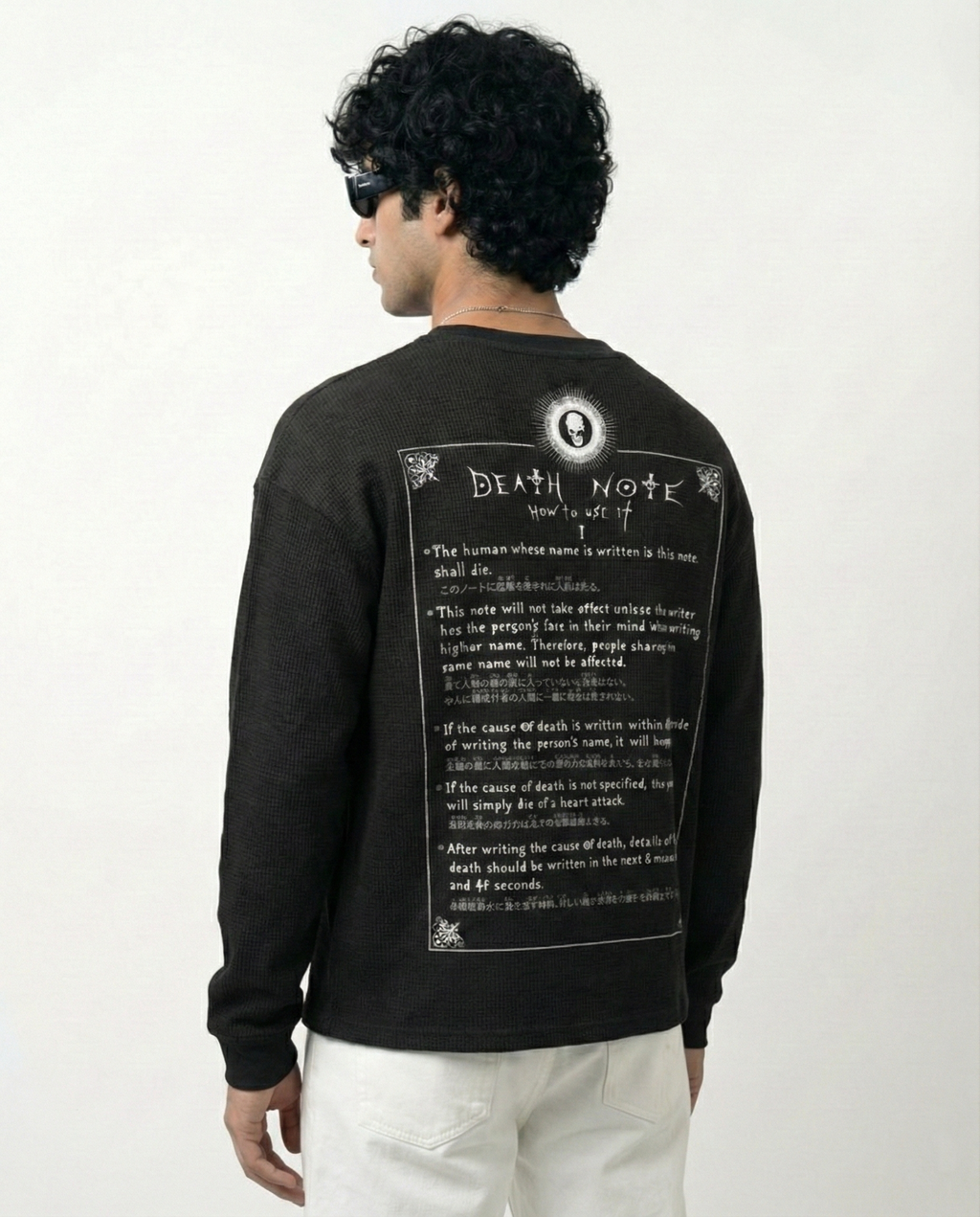 DEATH NOTE : wafle knit full sleeve T-shirt