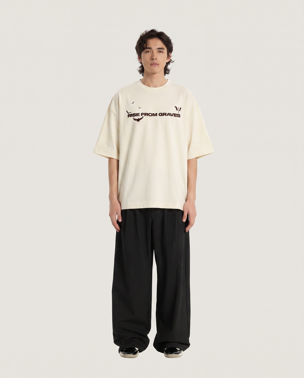 Rise From Graves : Oversized Off White Tee
