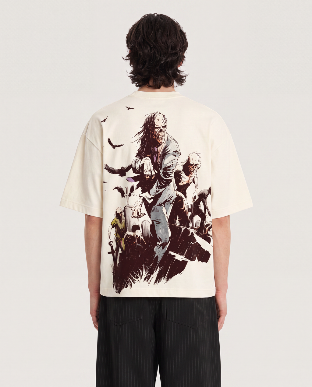 Rise From Graves : Oversized Off White Tee