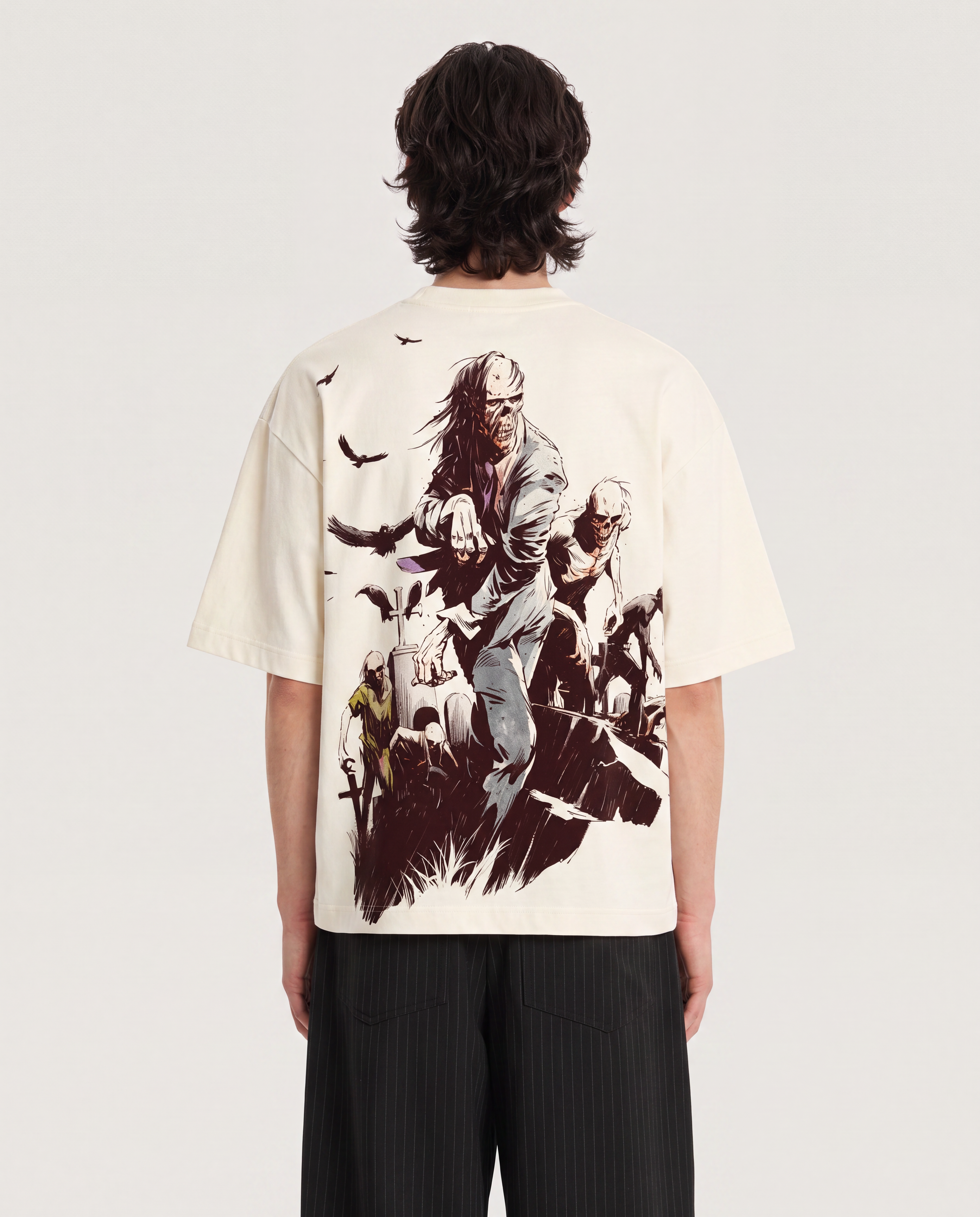 Rise From Graves : Oversized Off White Tee