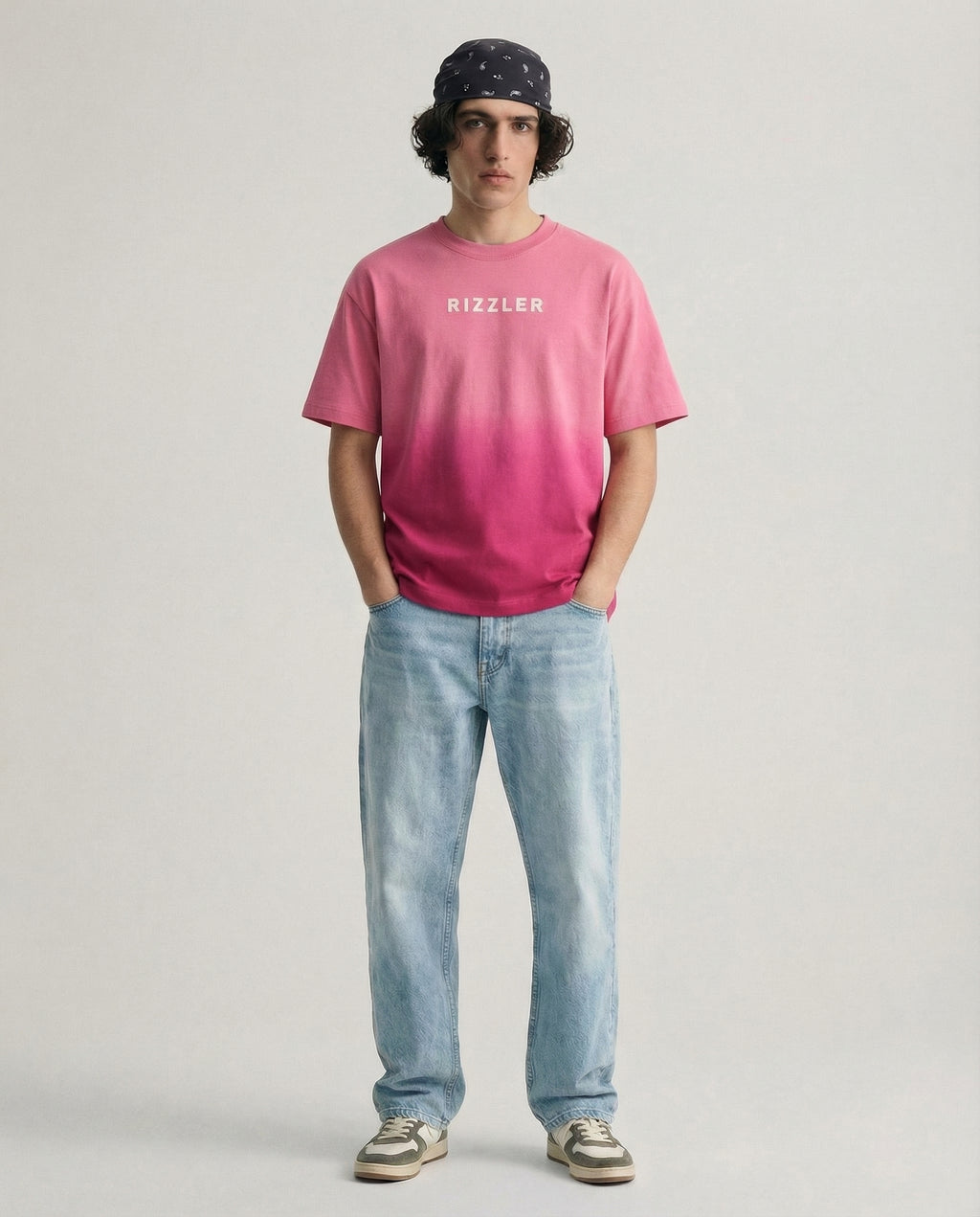 Open Eyes Chaos : Pink Sunfade Ombré Wash Boxy Fit T-shirt