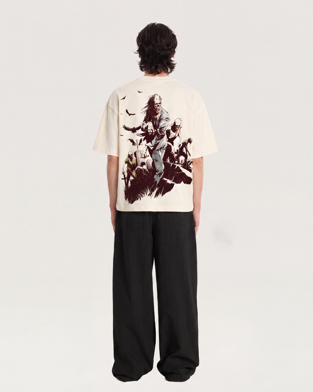 Rise From Graves : Oversized Off White Tee