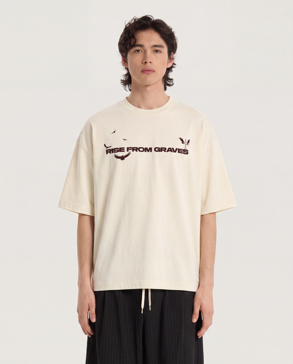 Rise From Graves : Oversized Off White Tee