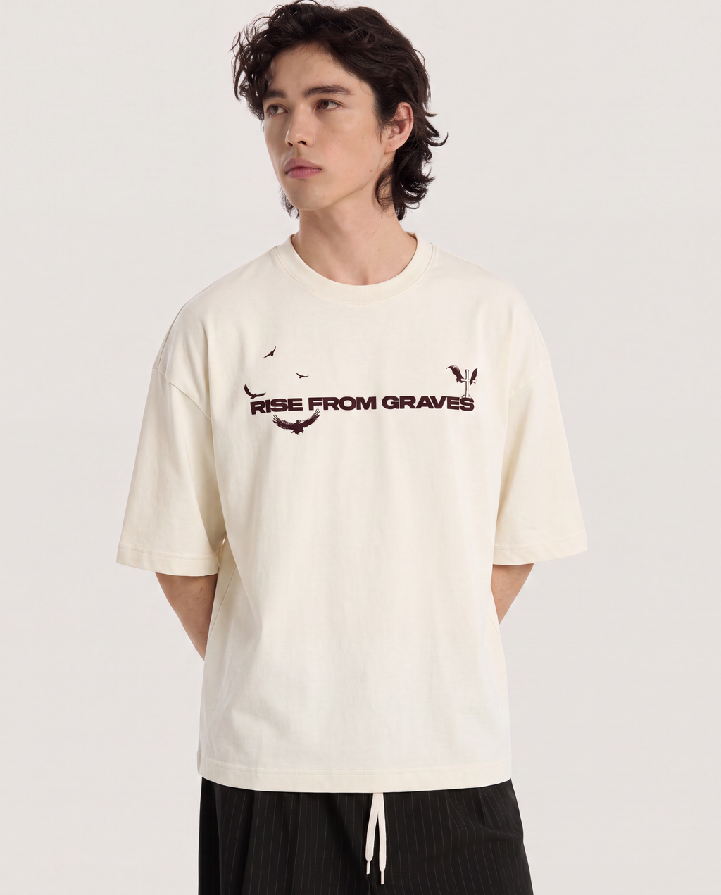 Rise From Graves : Oversized Off White Tee