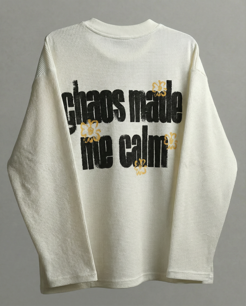 chaos made me calm : oversized off white waffle knitt t shirt