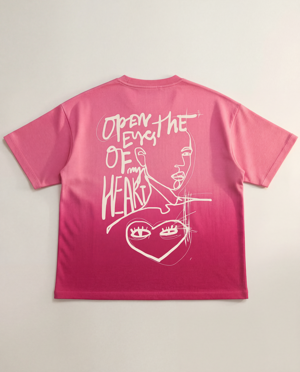 Open Eyes Chaos : Pink Sunfade Ombré Wash Boxy Fit T-shirt