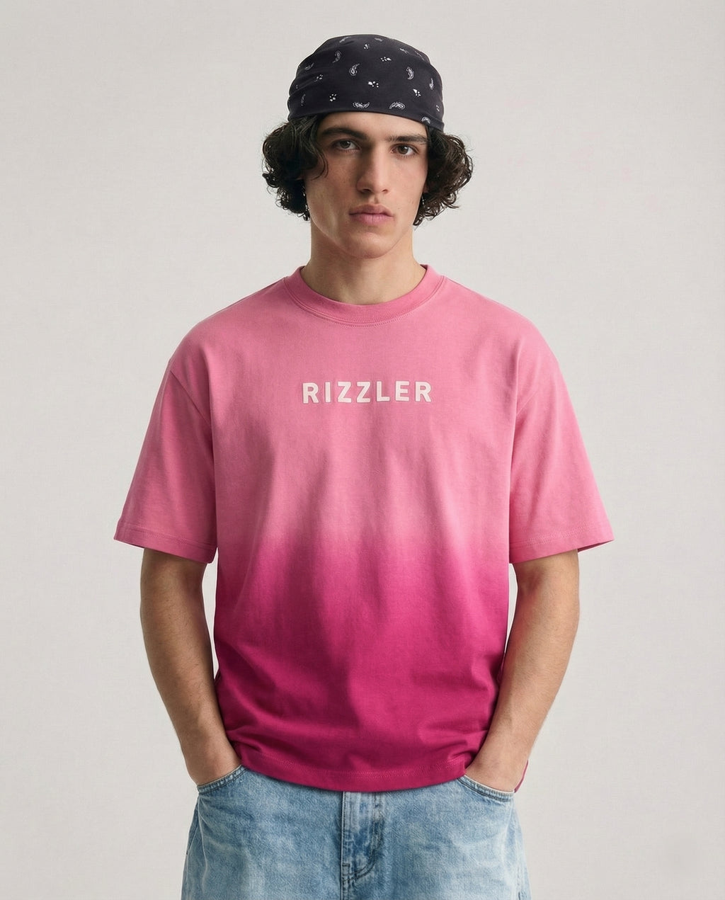 Open Eyes Chaos : Pink Sunfade Ombré Wash Boxy Fit T-shirt