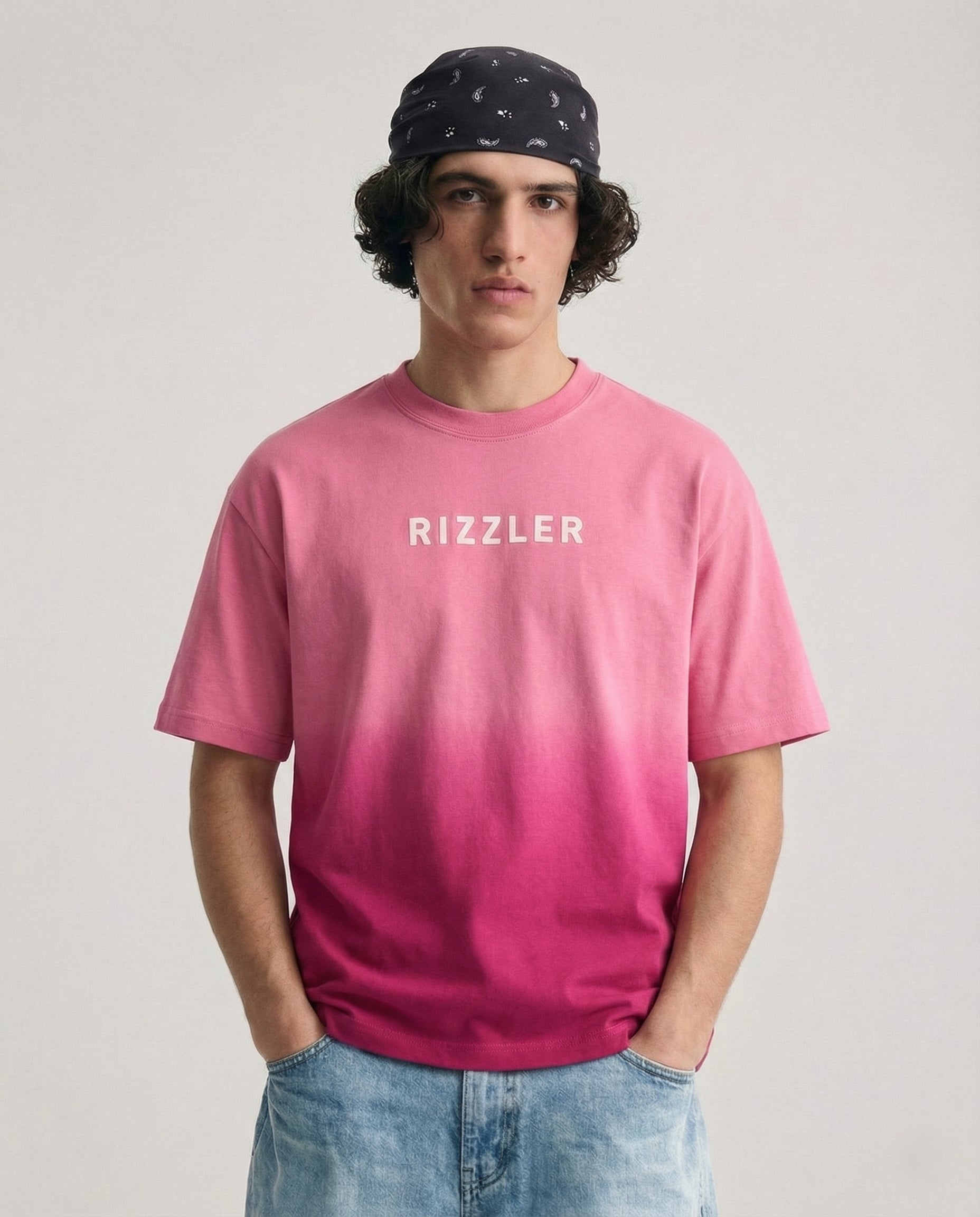 Open Eyes Chaos : Pink Sunfade Ombré Wash Boxy Fit T-shirt