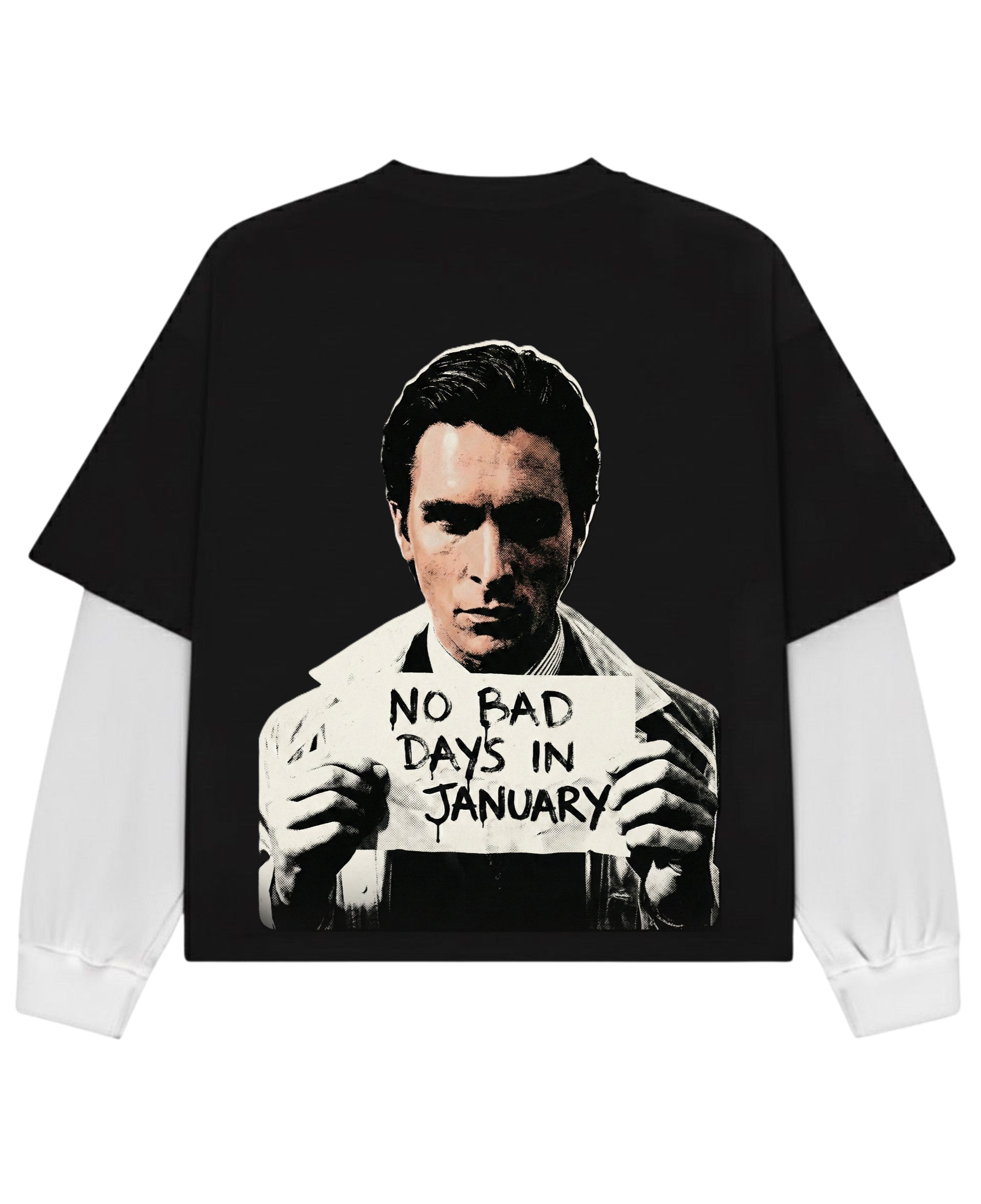 Black With White Sleeve Oversized Tee Back Design