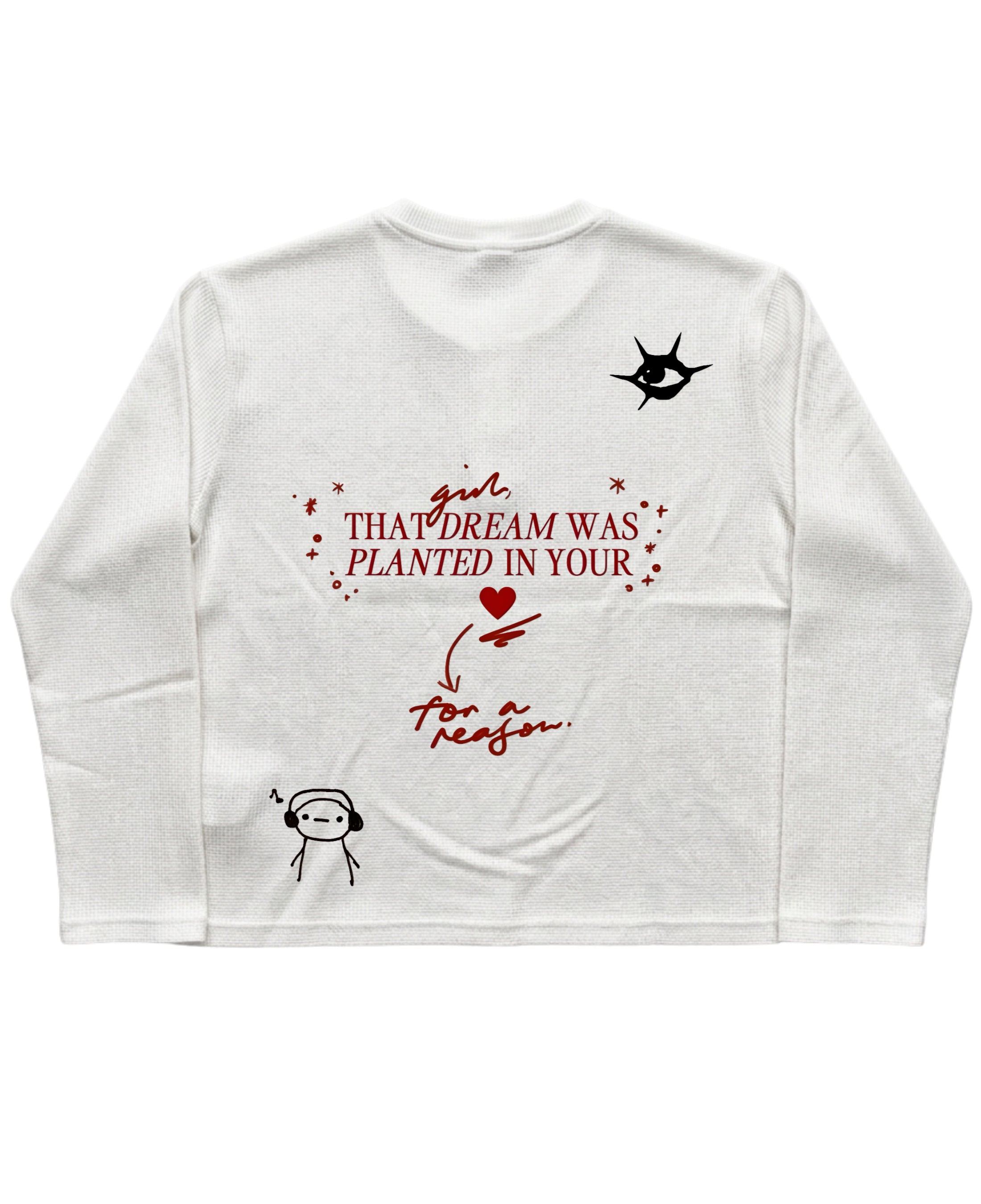 White Henley waffle knit Back Design