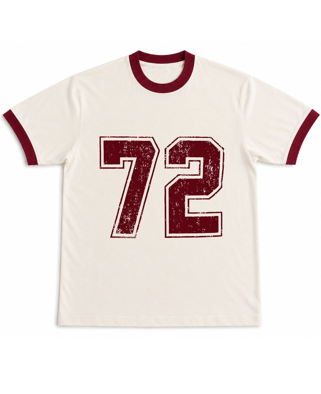 Off White & Maroon Ringer tee Front Design