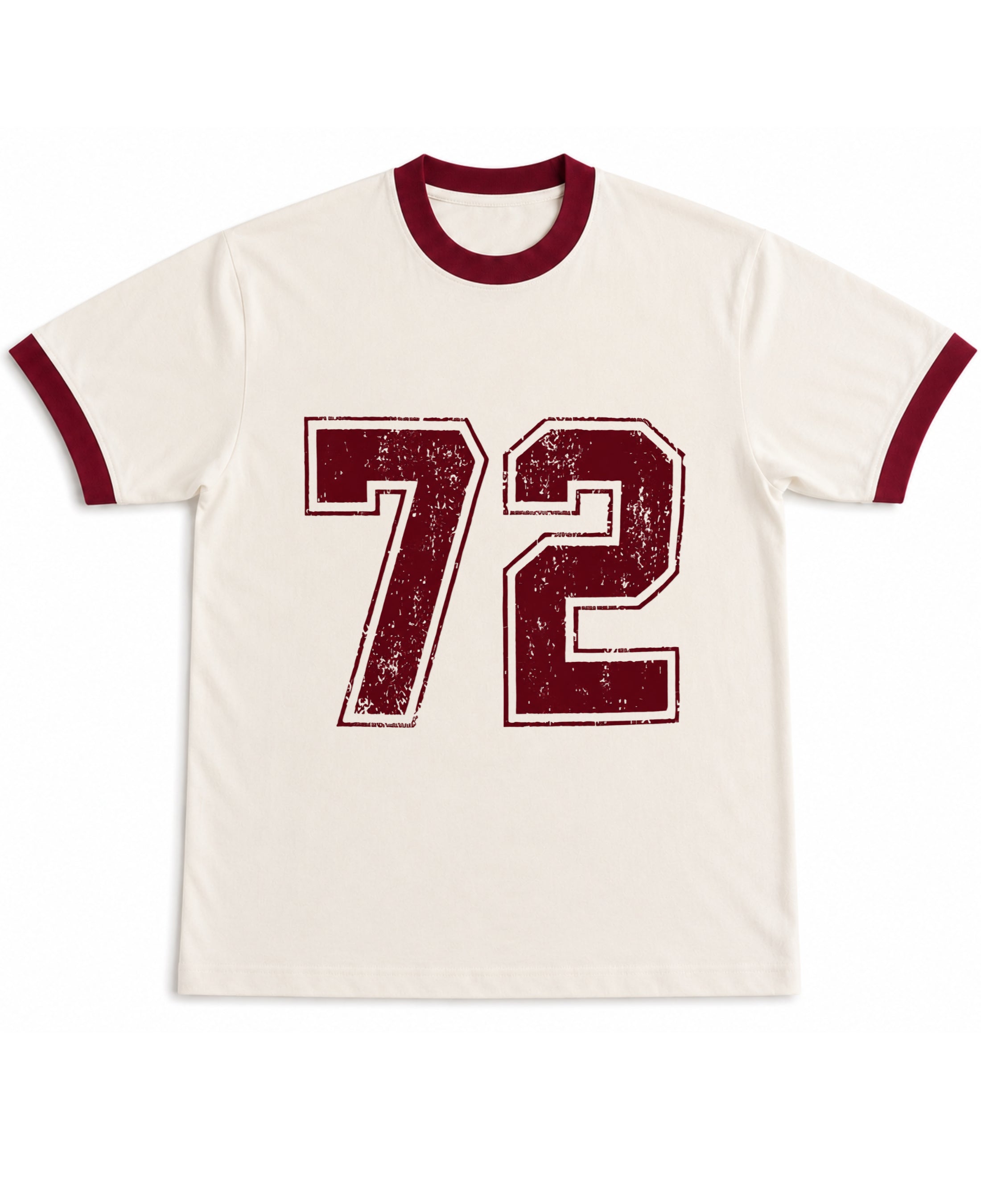 Off White & Maroon Ringer tee Front Design