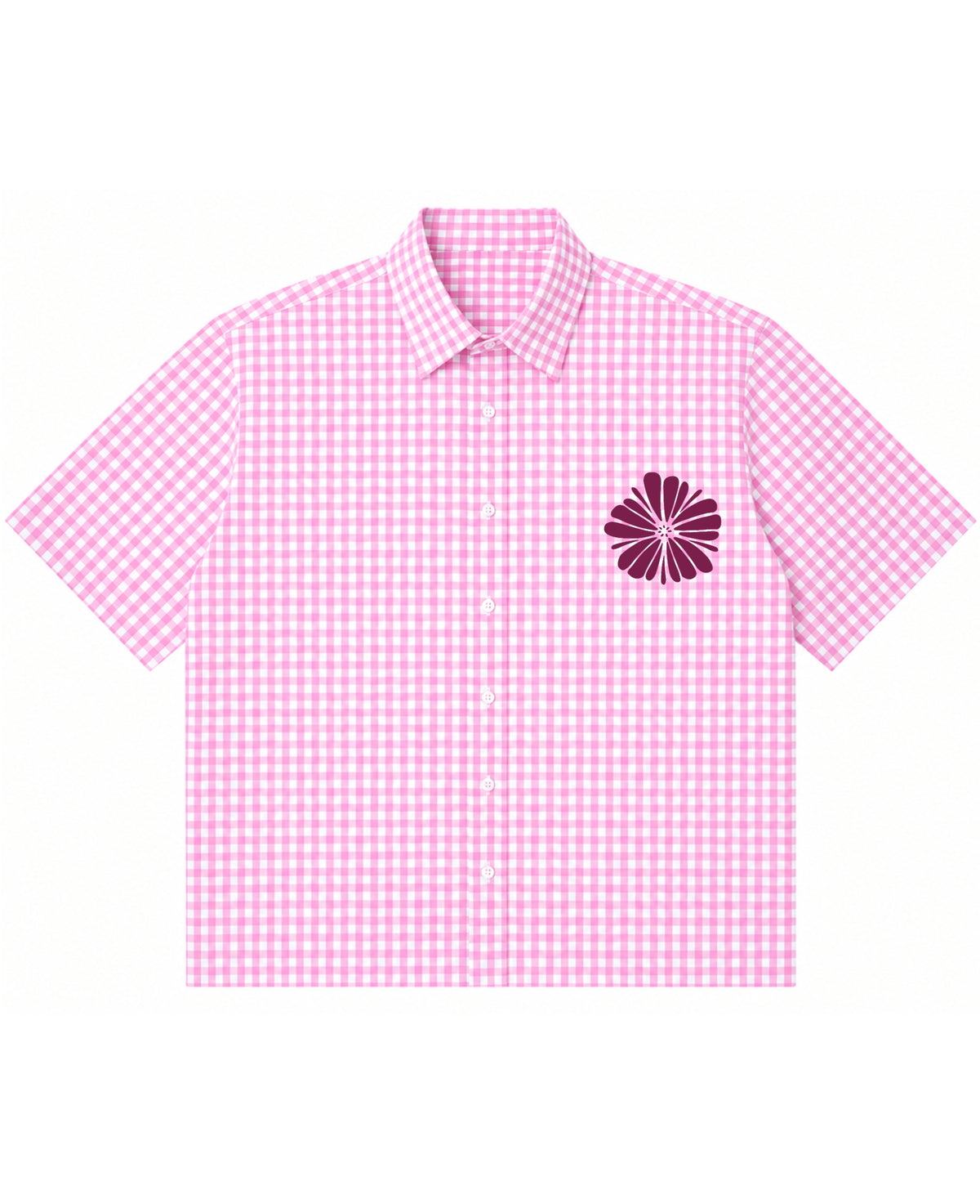 Pink Gingham Oxford Boxy Shirt Front Design